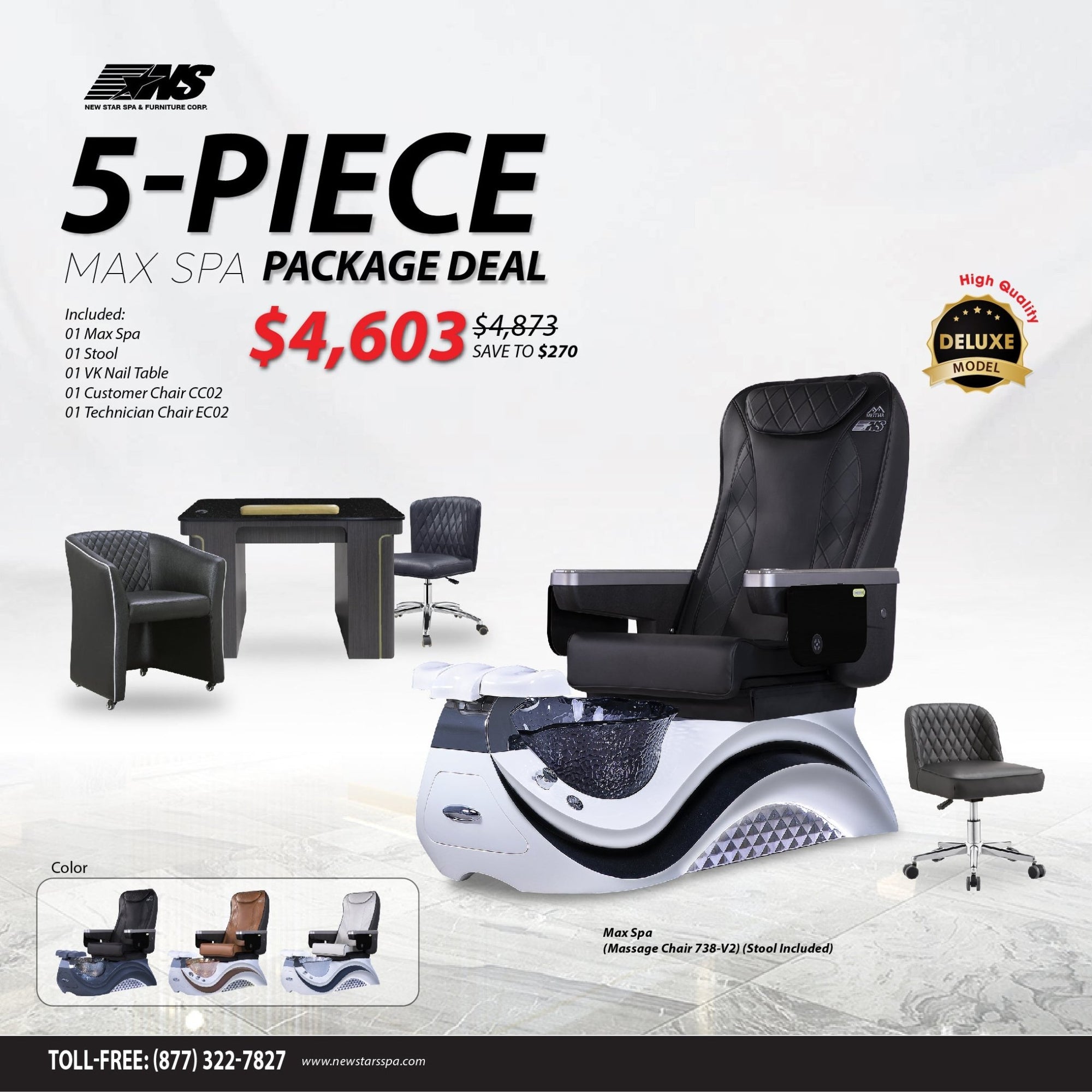 (Max Spa) 5 - Piece Package Deal - New Star Salon Furniture