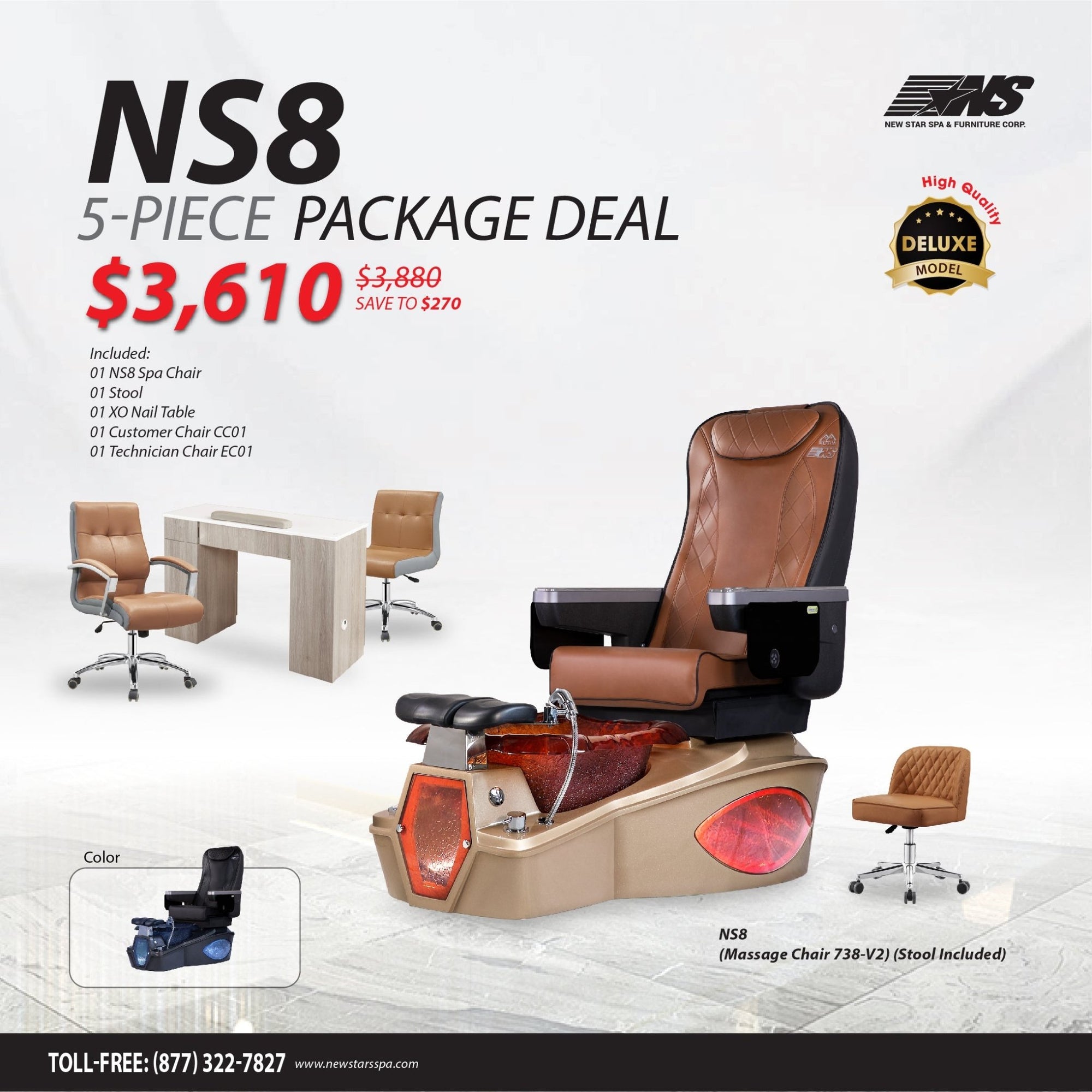 (NS8) 5 - Piece Package Deal - New Star Salon Furniture