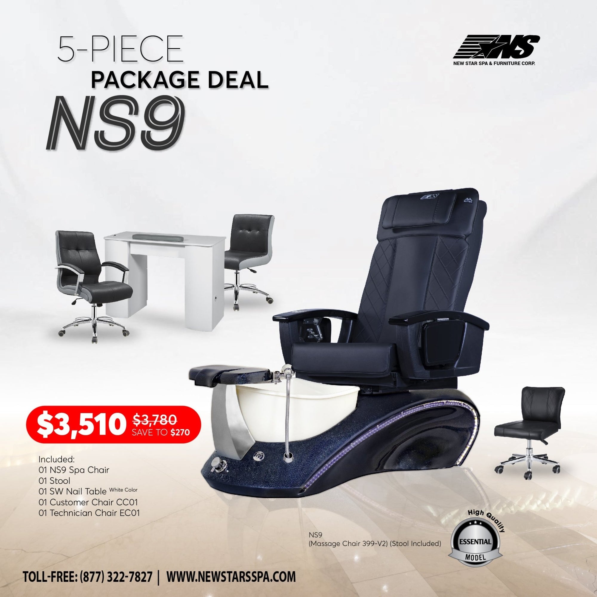 (NS9) 5 - Piece Package Deal - New Star Salon Furniture