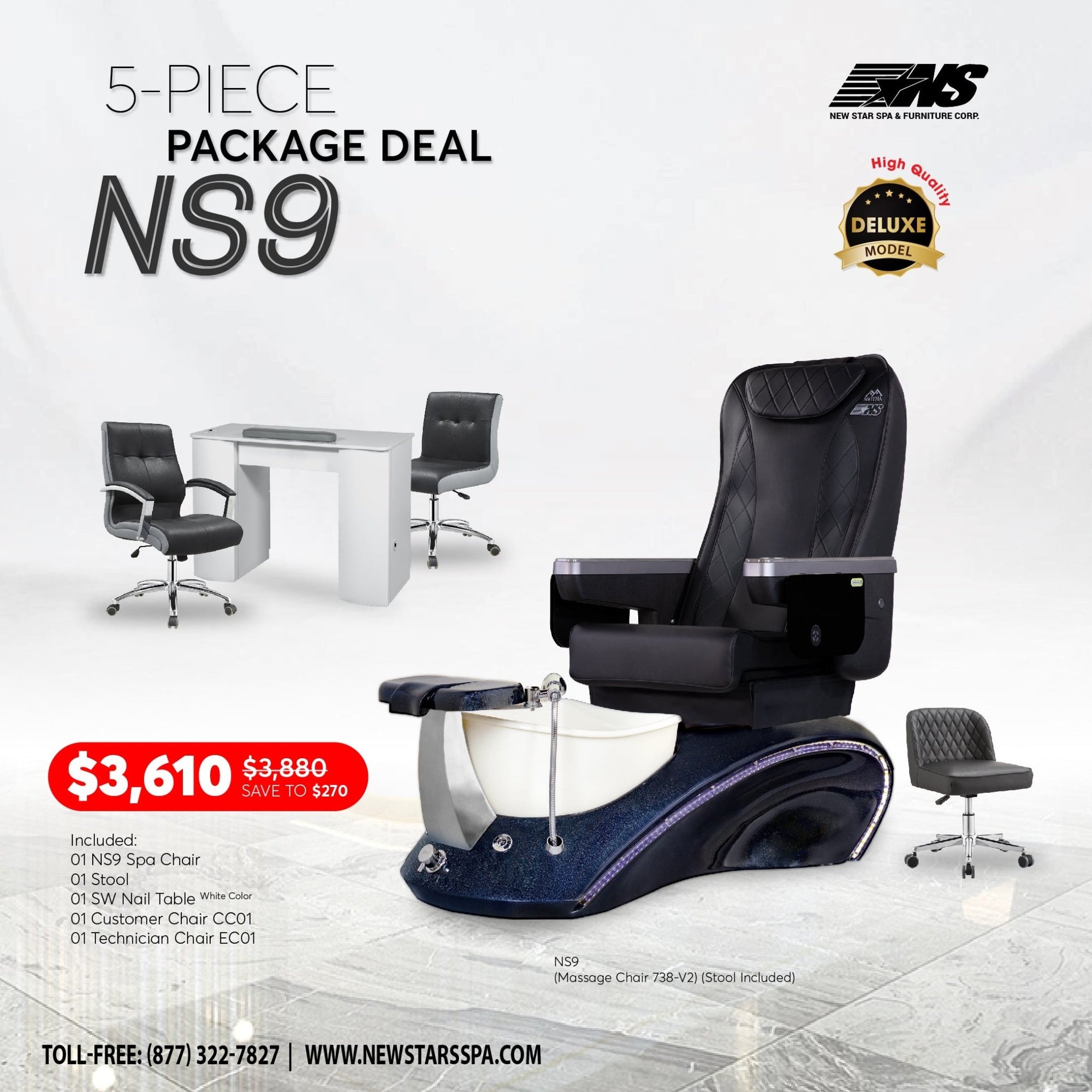 (NS9) 5 - Piece Package Deal - New Star Salon Furniture