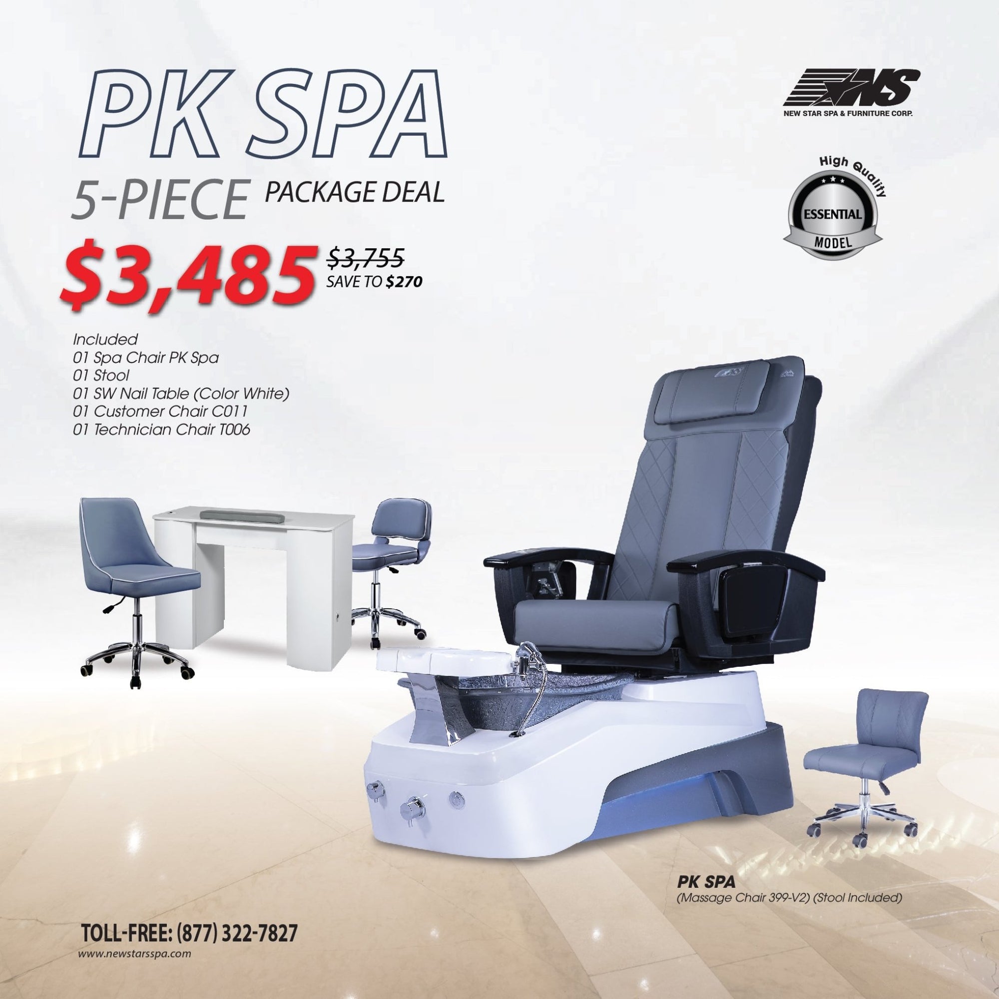 (PK Spa) 5 - Piece Package Deal - New Star Salon Furniture
