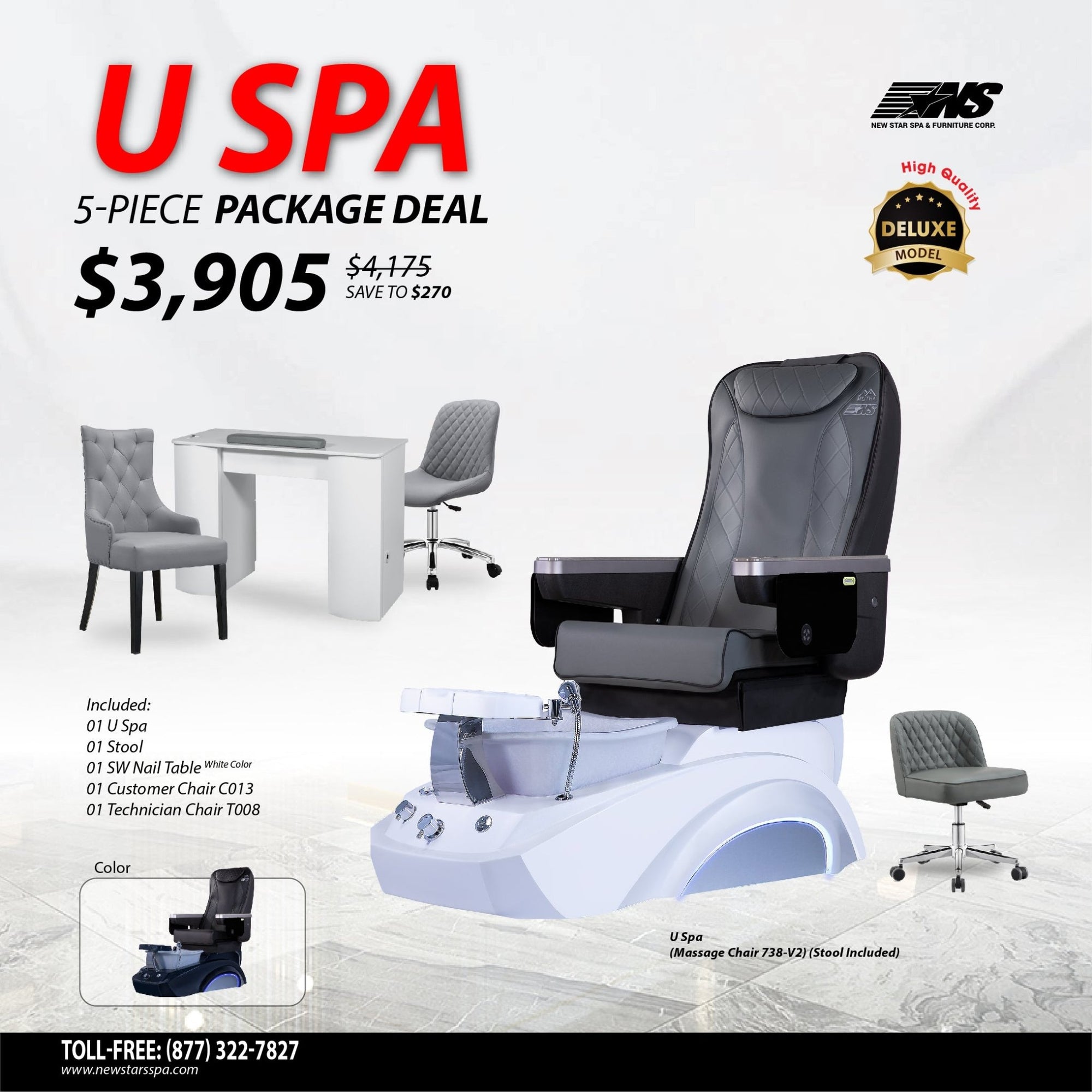 (U Spa) 5 - Piece Package Deal - New Star Salon Furniture