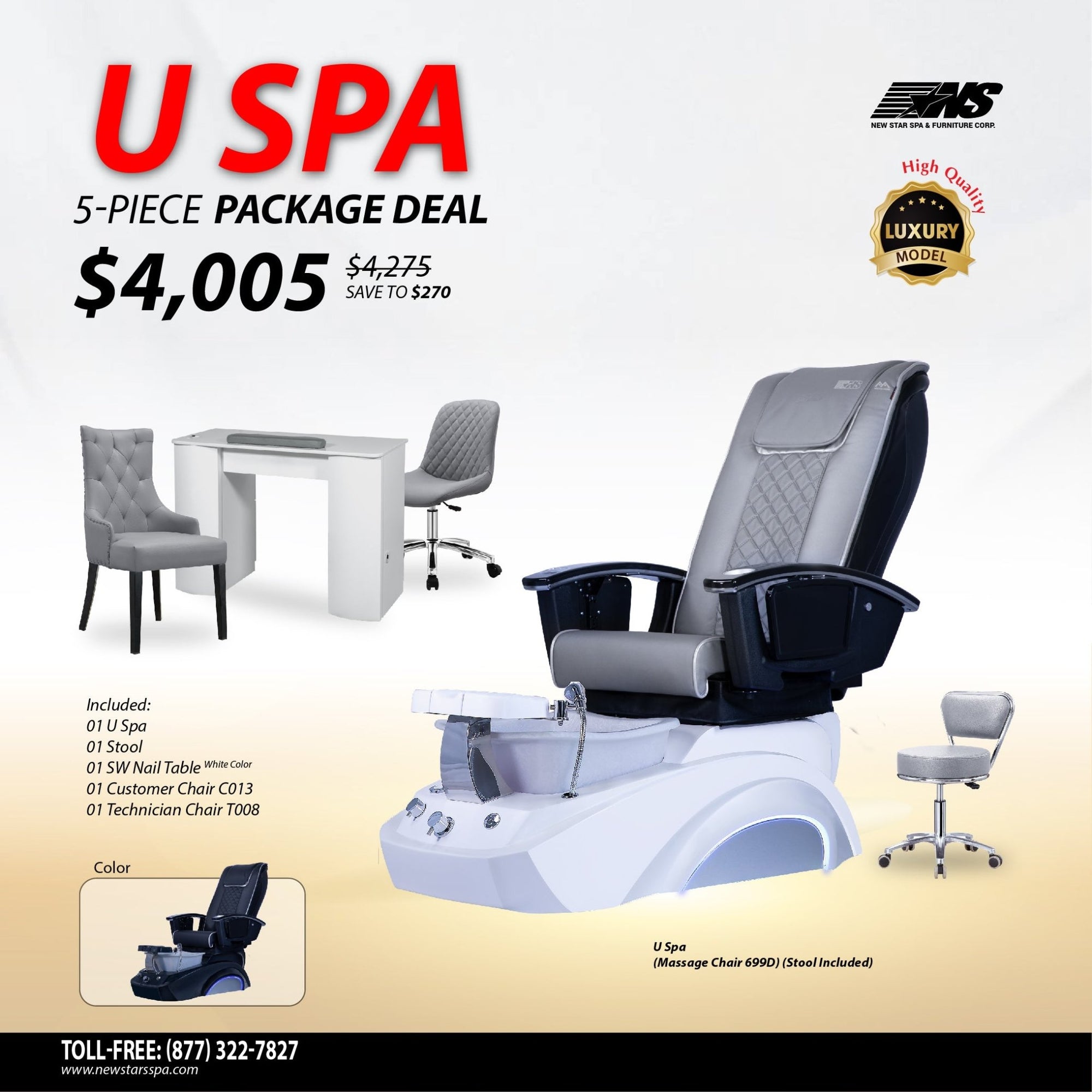 (U Spa) 5 - Piece Package Deal - New Star Salon Furniture